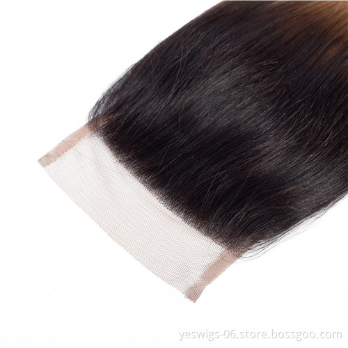 Peruvian Hair 1b/4/27 Ombre Bundles Straight Hair Bundles with Closure Remy Human Hair Weave Bundles With Closure Natural Color